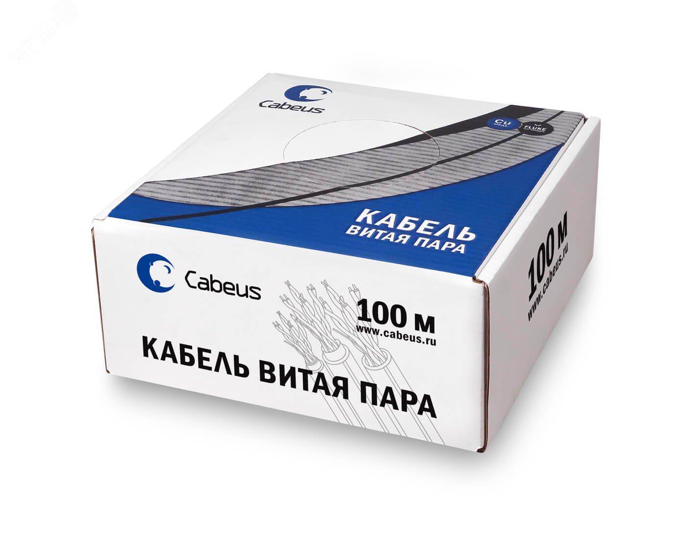 Витая пара UTP (U/UTP). категория 5e. 4 пары (24 AWG). одножильный. PVC нг(А)-LS. белый (100 м)