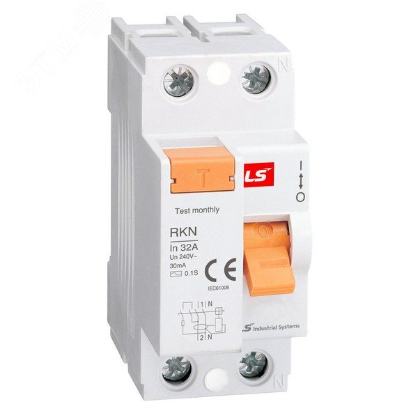 Дифференциальный выключатель нагрузки (УЗО) RKN 1P+N 32A 100mA AC-TYPE NEW ROGY (RUSSIA)