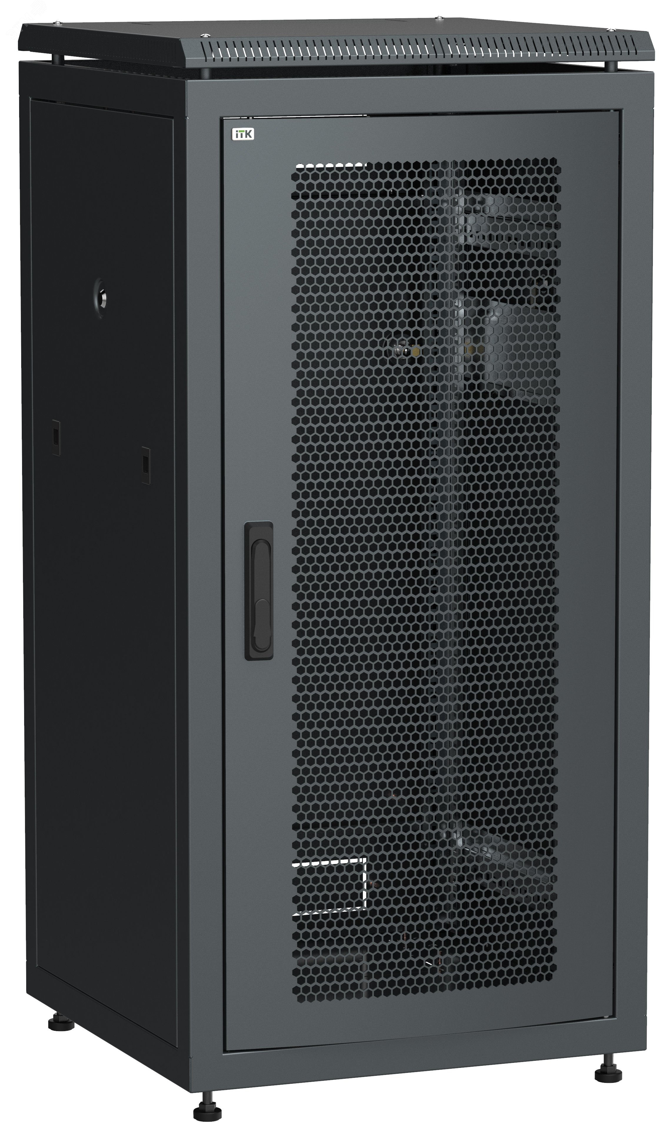 Шкаф сетевой 19дюйм LINEA N 28U 600х800 мм перфорированная передняя дверь черный