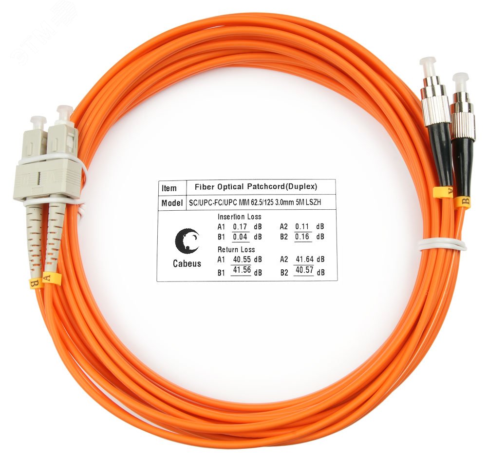 Шнур оптический duplex 10м SC-FC 62,5/125 мм LSZH
