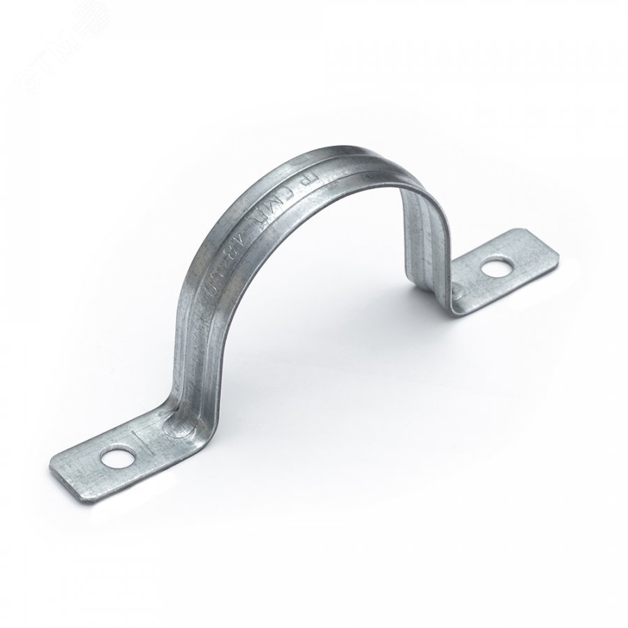 Скоба металлическая двухлапковая усиленная противопожарная СМДУ d48-50 мм отв. d 6,5 мм (50 шт/уп)
