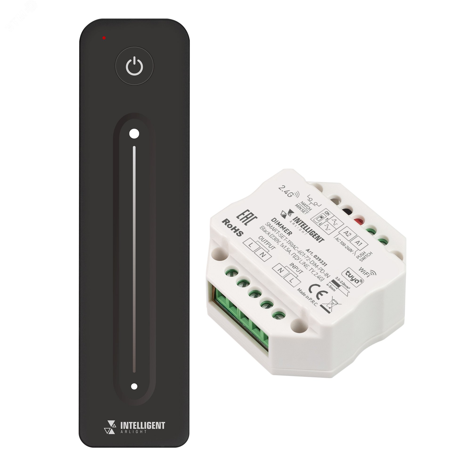 Диммер SMART-SET-TRIAC-601-72-DIM-PD-IN Black (230V, 1x1.5A, ПДУ LINE, TY, 2.4G) (IARL, IP20 Пластик, 5 лет)
