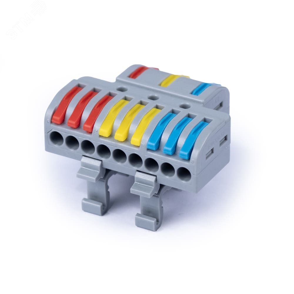 Клемма соединительная универсальная проходная 3-9 полюса с рычагом на DIN-рейку 0.08-