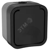 Розетка 1-местная с заземляющим контактом и крышкой TORS 16А IP55 графит