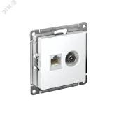 Розетка ATLASDESIGN двойная ТВ + компьютерная RJ45 категория  5Е белый