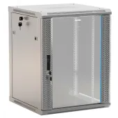 Шкаф настенный 19-дюймовый 18U 908x600х600мм стеклянная дверь с перфорацией
