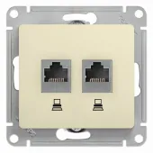 Розетка Glossa двойная компьютерная RJ45 + RJ45 кат.5E механизм бежевый