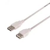 Кабель USB (шт. USB A - гн. USB A), 5м., серый
