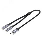 Переходник - разветвитель USB-C M на аудио + микрофон Jack 3.5 мм Fx2, 0.3 м.