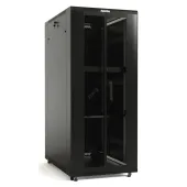 Шкаф напольный 19-дюймовый 47U 2277x800х1200мм передняя и задняя распашные перфорированные двери (75%) ручка с замком крыша нового типа черный (RAL 9004) (разобранный)