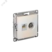 Розетка ATLASDESIGN двойная компьютерная+ТВ RJ45+TV категория 5E механизм жемчуг