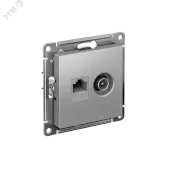 Розетка ATLASDESIGN двойная компьютерная+ТВ RJ45+TV категория 5E механизм алюминий