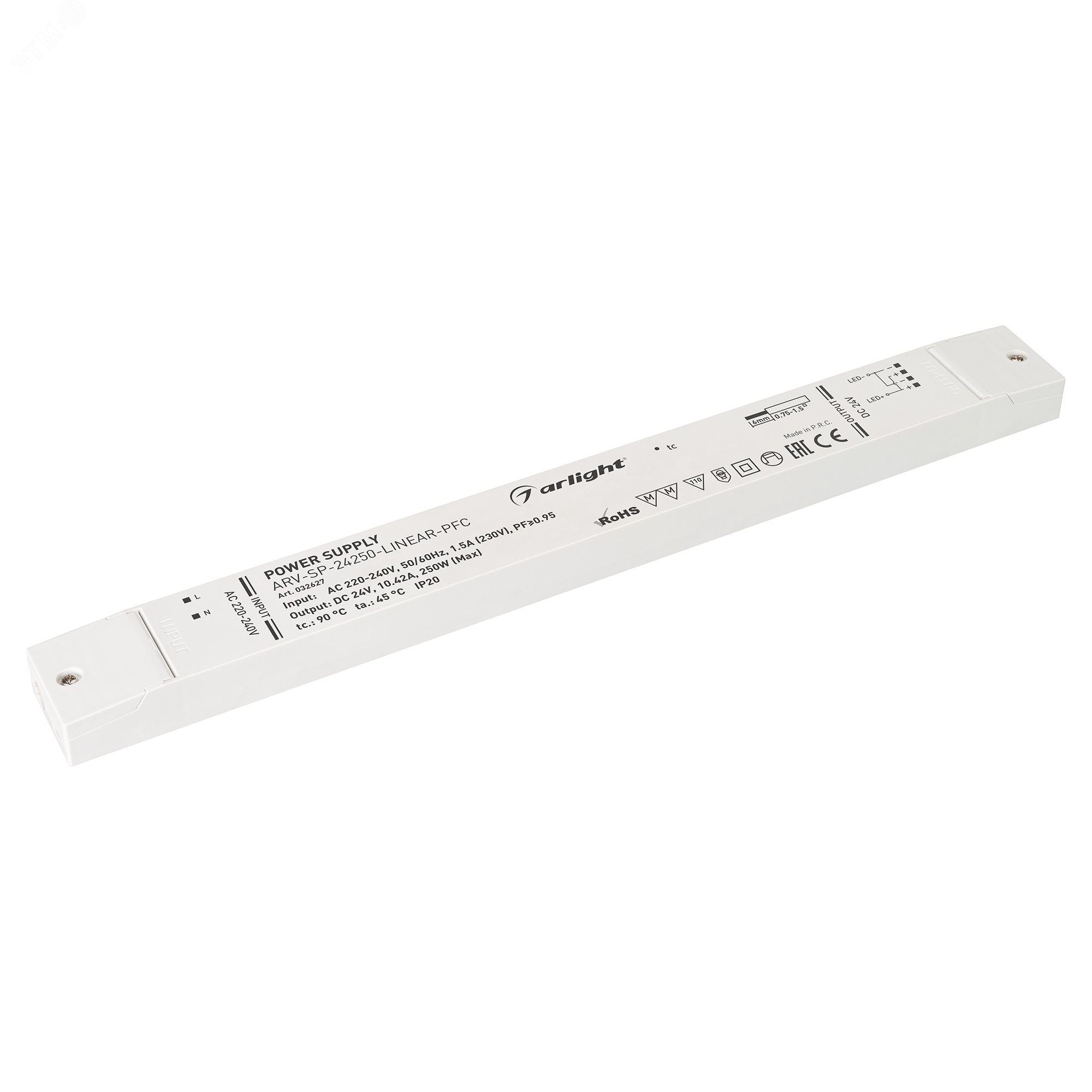 Блок питания ARV-SP-24250-LINEAR-PFC (24V, 10.42A, 250W) (IP20 Пластик, 5 лет)