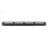 Панель 19 дюймов, 1U, 24 порта, Кат.5e, RJ45/8P8C,неэ кран., черная