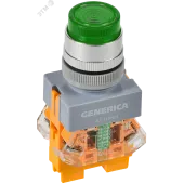 Кнопка D7-11DNZS d=22мм 1з+1р с подсв. и фикс. зеленая GENERICA