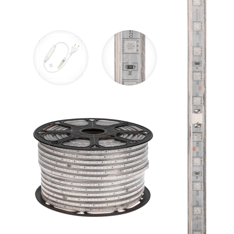 Лента LED герметичная в силиконовой оболочке 220В 13х8мм IP65 SMd5050 60 диодов/метр желтый (бухта 50м)