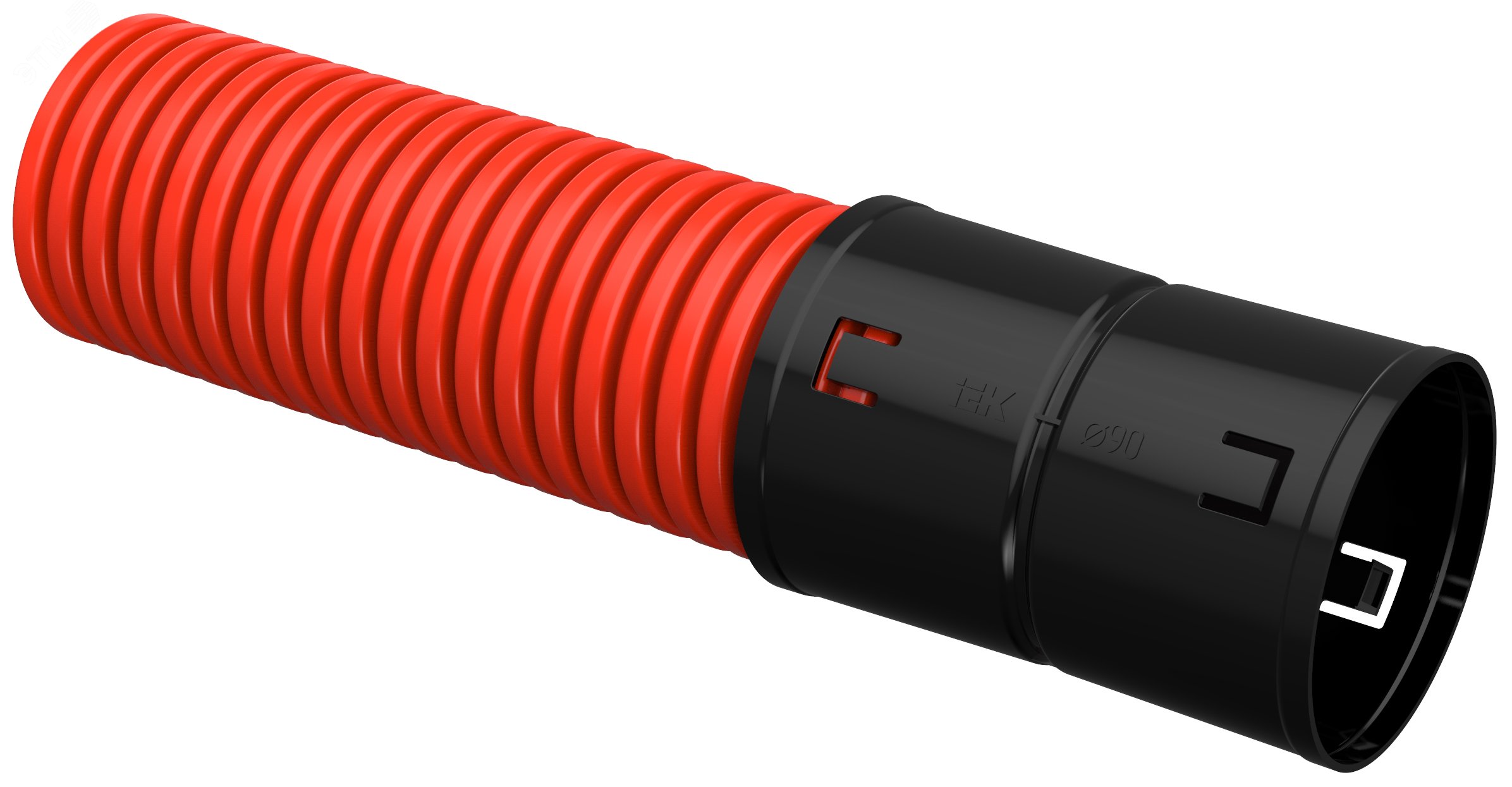 Труба гофр. двустенная ПНД d=90мм красная (50м)