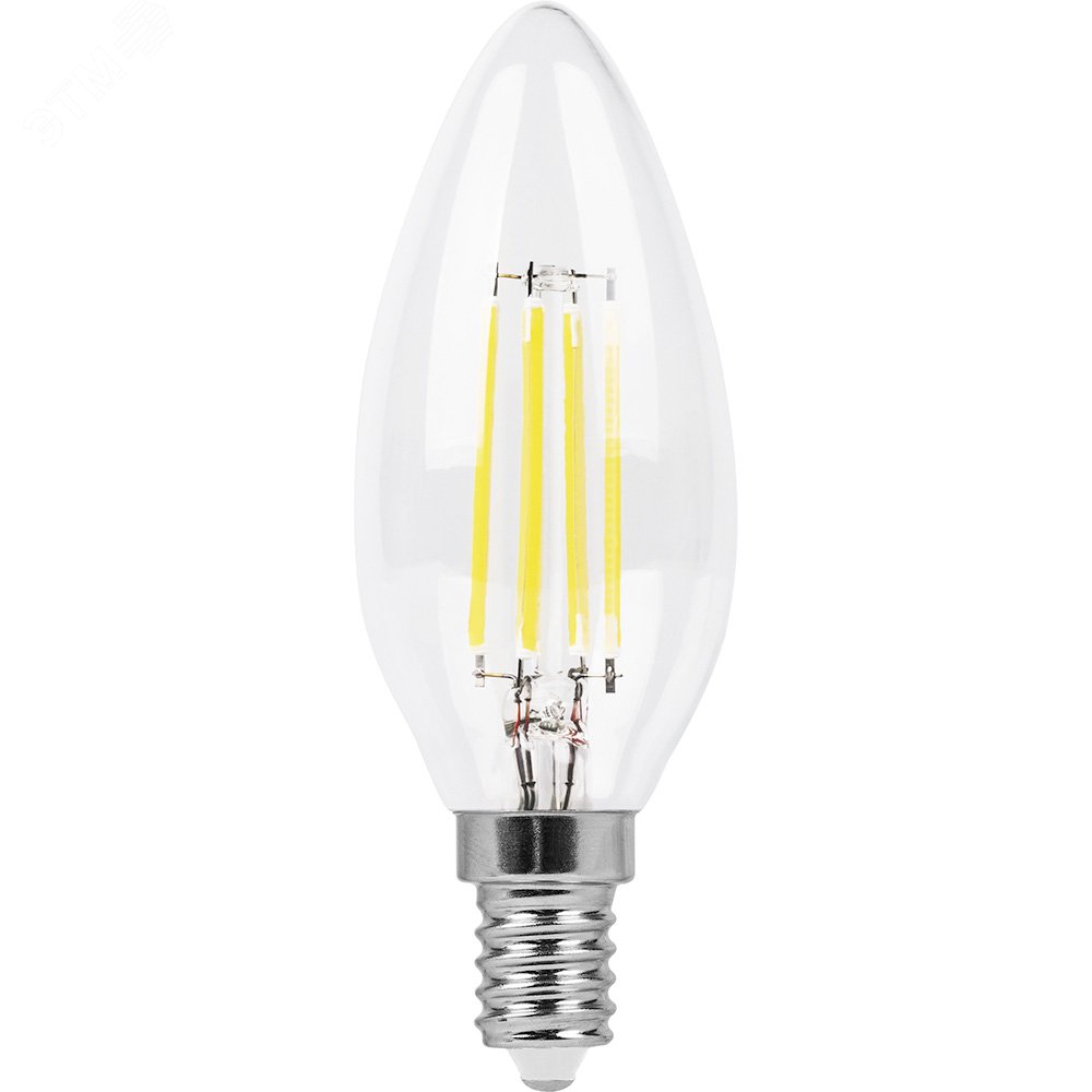 Лампа светодиодная LED 9вт Е14 теплый свеча FILAMENT