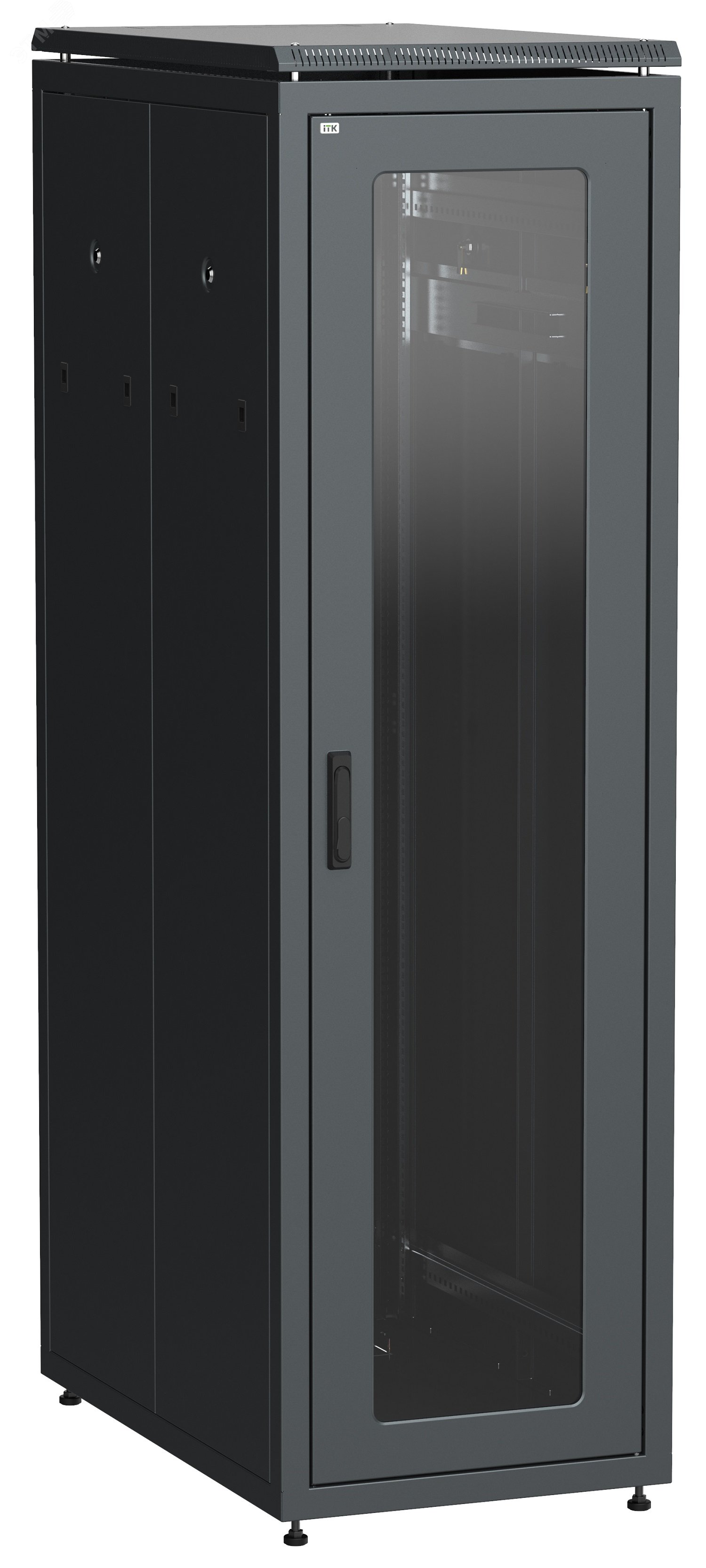 Шкаф напольный сетевой 19'' LINEA N 47U 800х1000мм стеклянная передняя дверь. задняя металлическая черный