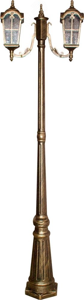 Светильник НТУ-2х60w столб-2м.Е27,IP44,чер.зол.   Feron