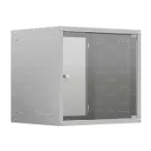 Шкаф настенный телекоммуникационный LIME 15U 550х600х770мм, 2 профиля 19, дверь стеклянная, боковые стенки несъемные, разобранный, серый RAL 7035