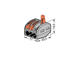 222-413 3-х контактная, многоразовая, 32A 400V - клемма WAGO 222-413
