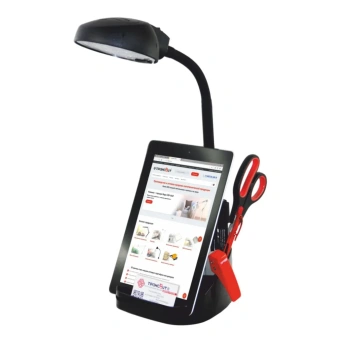 Настольный светильник на подставке Веста | LED, 7Вт/4000К | Чёрный, с органайзером, гибкая стойка 373мм | - ТРАНСВИТ