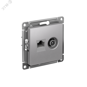 Розетка ATLASDESIGN двойная компьютерная+ТВ RJ45+TV категория 5E механизм алюминий