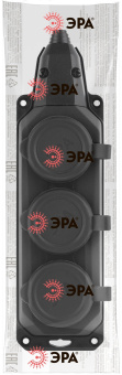Колодка каучуковая с/з 3гн 16A IP44 черная        K-3e-B-IP44