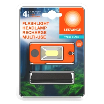 Фонарик налобный | 1.3W/6500K/80Lm/IP22 | USB-зарядка (Type-C) | - LEDVANCE