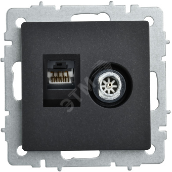 BRITE Розетка двойная TV+RJ45 кат.5E РТВ/РК12-БрЧ черный