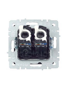 BRITE Розетка компьютерная двойная RJ45 кат.5E РК10-2-БрГ графит