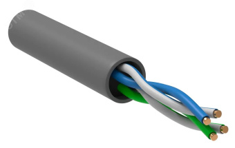 Витая пара U/UTP 5E 2х2х24AWG LSZH серый (305м) РФ/С