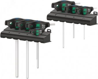Набор отвёрток с Т-образной рукояткой 454/7 HF Set 1 Hex-Plus с функцией фиксации крепежа 2.5 - 10 мм 7 предметов комплектация: 1x 454 Шестигранная отвёртка с поперечной ручкой Hex-Plus 2.5 x 100 мм 6x 454 HF Шестигранная отвёртка с поперечной ручкой Hex-