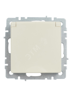 BRITE Розетка с заземлением с защитными шторками и крышкой 16А IP44 РСбш10-3-44-БрКр бежевый