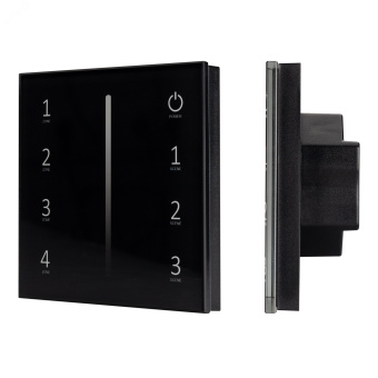 Панель Sens SMART-P17-DIM Black (230V, 4 зоны, 2.4G) (ARL, IP20 Пластик, 5 лет)