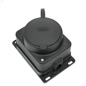 Розетка 2К+З открытой установки каучуковая 16А/250В IP44 Чёрная MultiSet