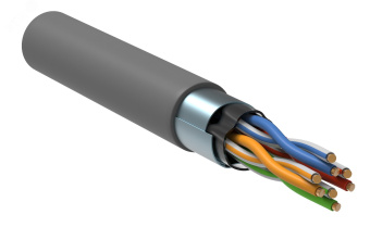 Витая пара F/UTP кат.5E 4х2х24AWG solid LSZH нг(А)-HF серый (305м)