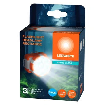Фонарик налобный | 1.5W/6500K/100Lm/IP20 | USB-зарядка (Type-C) | - LEDVANCE