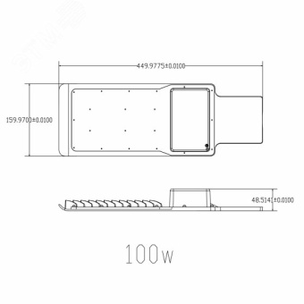 Уличный светильник SPP-503-0-30K-100 100Вт 3000K 10000Лм КСС Ш-с DOB-SMD 48мм