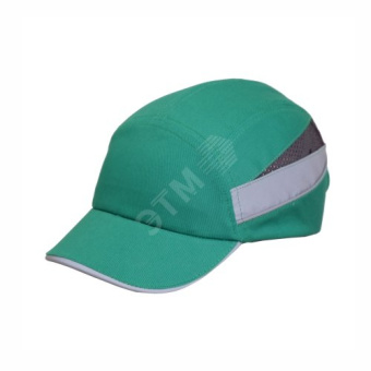 Каскетка RZ BioT CAP зеленая (защитная, ударопрочная, укороченный козырек, светоотражающие вставоки, регулировка по размеру головы с 56 см по 59 см с помощью застежки-блочк, -10°C + 50°C )