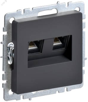 BRITE Розетка компьютерная двойная RJ45 кат.5E РК10-2-БрГ графит