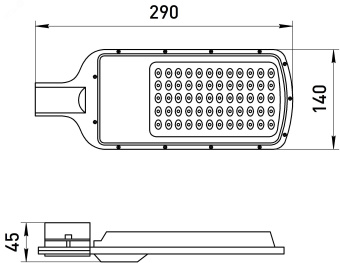 Светильник уличный 80Вт 8000Лм 5000К КСС ''Ш-с'' DOB-SMD 48мм SPP-503-0-50K-080