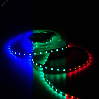 Лента светодиодная LED 5050/60-SMD 10 Вт/м 700 Лм/м RGB IP20 12 В DC 10 мм (катушка 5 м) Basic Gauss