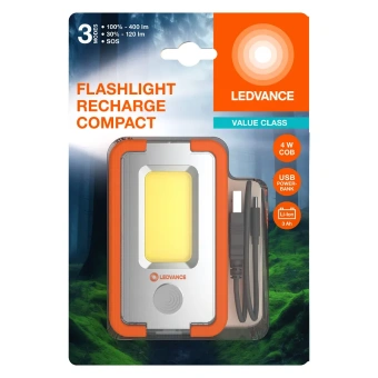 Фонарик компактный+ПоуэрБанк | 4W/4000K/400Lm/IPX2 | USB-зарядка (Type-C) | - LEDVANCE