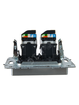 BRITE Розетка компьютерная двойная RJ45 кат.5E РК10-2-БрА алюминий