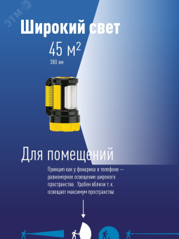 Фонарь-прожектор аккумуляторный , 5W LED + 20x0,5 W LED, аккум. 4V 2Ah, 300Lm - 6 часов, 380Lm - 3 часа,