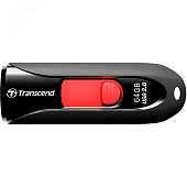 Флеш накопитель 64GB JetFlash 590, USB 2.0, выдвижной, черный, красный