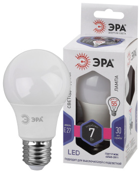 Лампа светодиодная LED A60-7W-860-E27 (диод, груша, 7Вт, хол, E27) (10/100/1500)