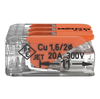 221-413 3-х контактная, многоразовая, 32A 450V - клемма WAGO 221-413